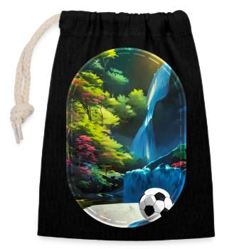 Un drôle de ballon de football / ballon de football cool à une cascade - Sac cadeau en coton avec cordon (14 x 20 cm) - noir - Devant