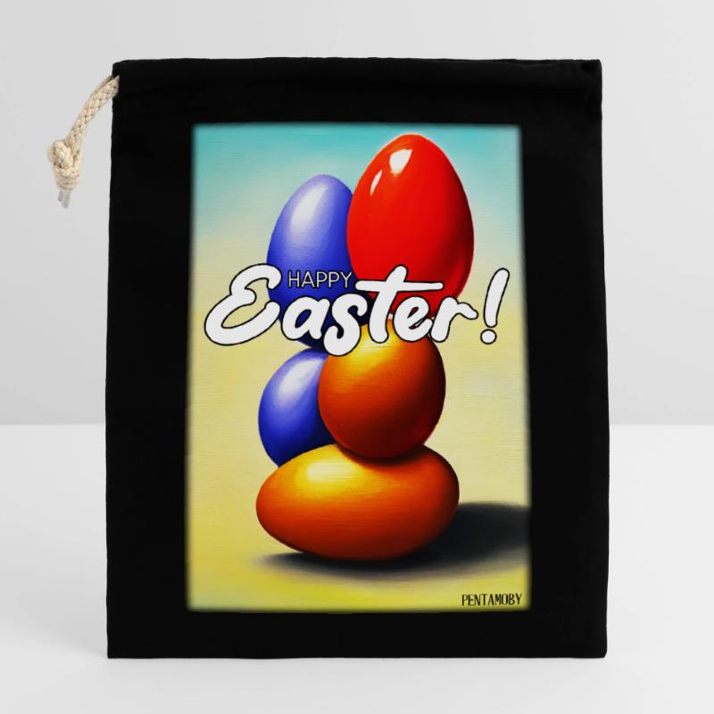 Happy Easter - Easter Egg Easter Easter Colorful Eggs Closable cotton gift bag (14x20cm)