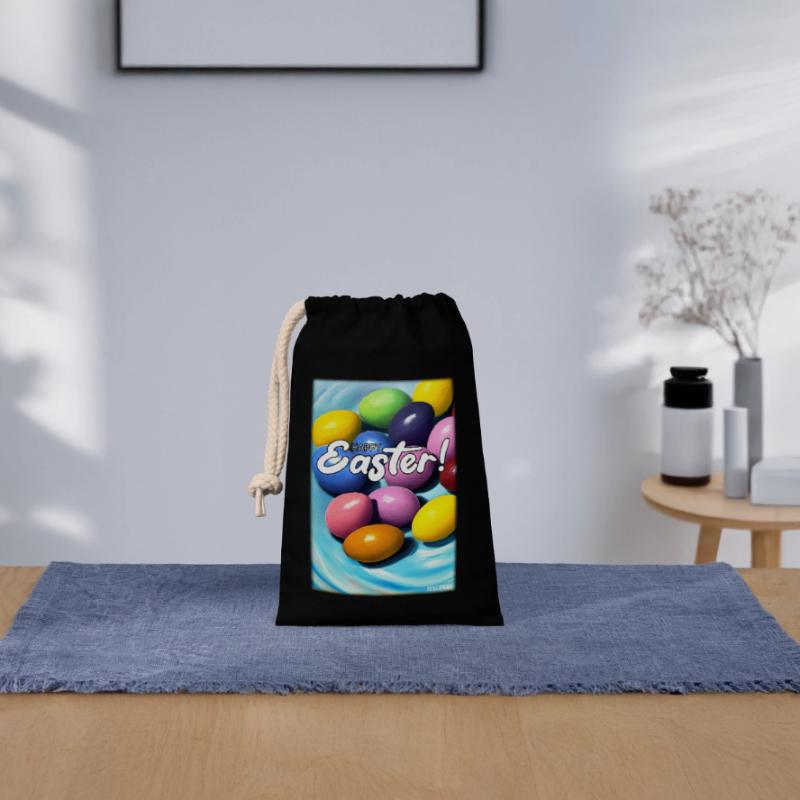 Happy Easter - Easter Egg Easter Easter Colorful Eggs Closable cotton gift bag (14x20cm)