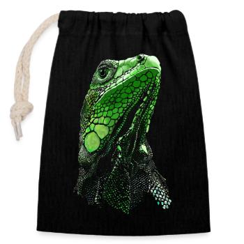 GREEN IGUANA - COMMON GREEN IGUANA PET - Closable cotton gift bag (14x20cm) - black - Front