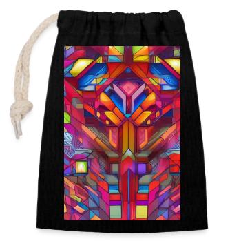 Shapes and patterns - Closable cotton gift bag (14x20cm) - black - Front