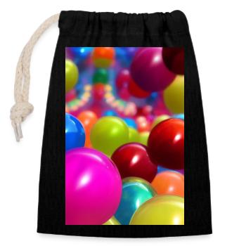 Bunte Bälle - Verschließbarer Geschenkbeutel aus Baumwolle (14x20cm) - Schwarz - Vorne