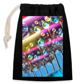 Colorful soap bubbles - Closable cotton gift bag (14x20cm) - black - Front