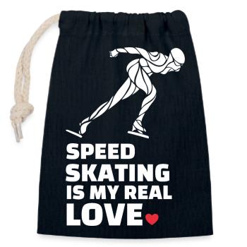 I love speed skating - Closable cotton gift bag (14x20cm) - navy - Front