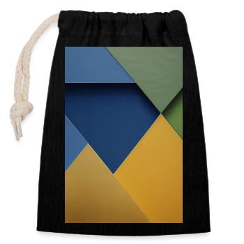 Motif triangulaire coloré - Sac cadeau en coton avec cordon (14 x 20 cm) - noir - Devant