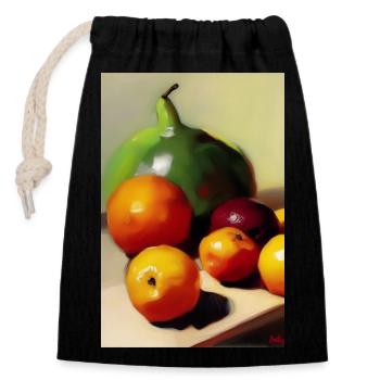 Fruit - Closable cotton gift bag (14x20cm) - black - Front