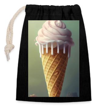 Eiscreme - Verschließbarer Geschenkbeutel aus Baumwolle (14x20cm) - Schwarz - Vorne