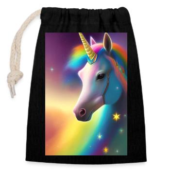 Unicorn - Closable cotton gift bag (14x20cm) - black - Front