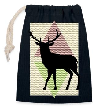 Deer - Closable cotton gift bag (14x20cm) - navy - Front