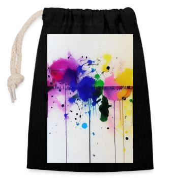 Paint splashes - Closable cotton gift bag (14x20cm) - black - Front