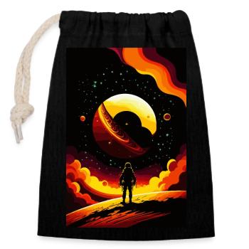lost in space - Sac cadeau en coton avec cordon (14 x 20 cm) - noir - Devant