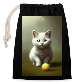 Little Cute Baby Cat - Closable cotton gift bag (14x20cm) - black - Front