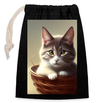 Cute baby cat - Closable cotton gift bag (14x20cm) - black - Front