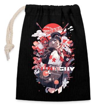 GIIY-CHAN Anime Girl Japan Design - Closable cotton gift bag (14x20cm) - black - Front