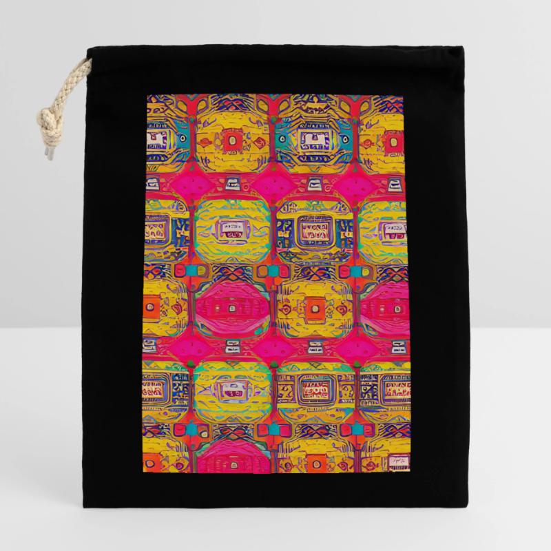 Retro Pattern Closable cotton gift bag (14x20cm)