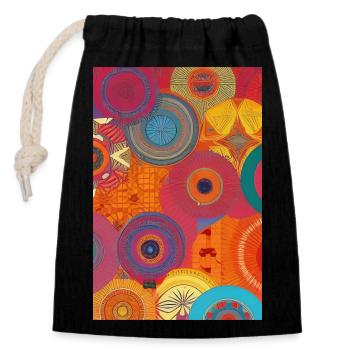 Modèle rétro - Sac cadeau en coton avec cordon (14 x 20 cm) - noir - Devant