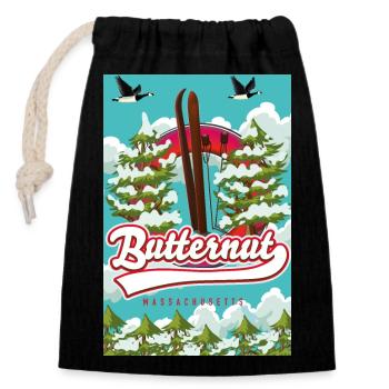 Butternut Massachusetts Skiplakat - Verschließbarer Geschenkbeutel aus Baumwolle (14x20cm) - Schwarz - Vorne