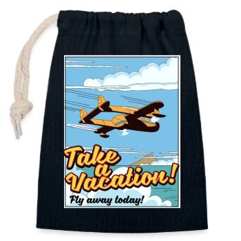 Machen Sie Urlaub! Fliegen Sie noch heute weg! - Verschließbarer Geschenkbeutel aus Baumwolle (14x20cm) - Navy - Vorne