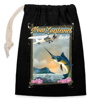 Neuseeland Reiseplakat - Verschließbarer Geschenkbeutel aus Baumwolle (14x20cm) - Schwarz - Vorne