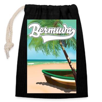 Affiche vacances aux Bermudes - Sac cadeau en coton avec cordon (14 x 20 cm) - noir - Devant
