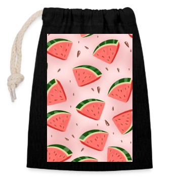Watermelon slices - Closable cotton gift bag (14x20cm) - black - Front