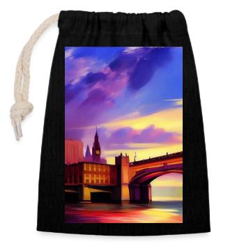 Brücken in London - Verschließbarer Geschenkbeutel aus Baumwolle (14x20cm) - Schwarz - Vorne