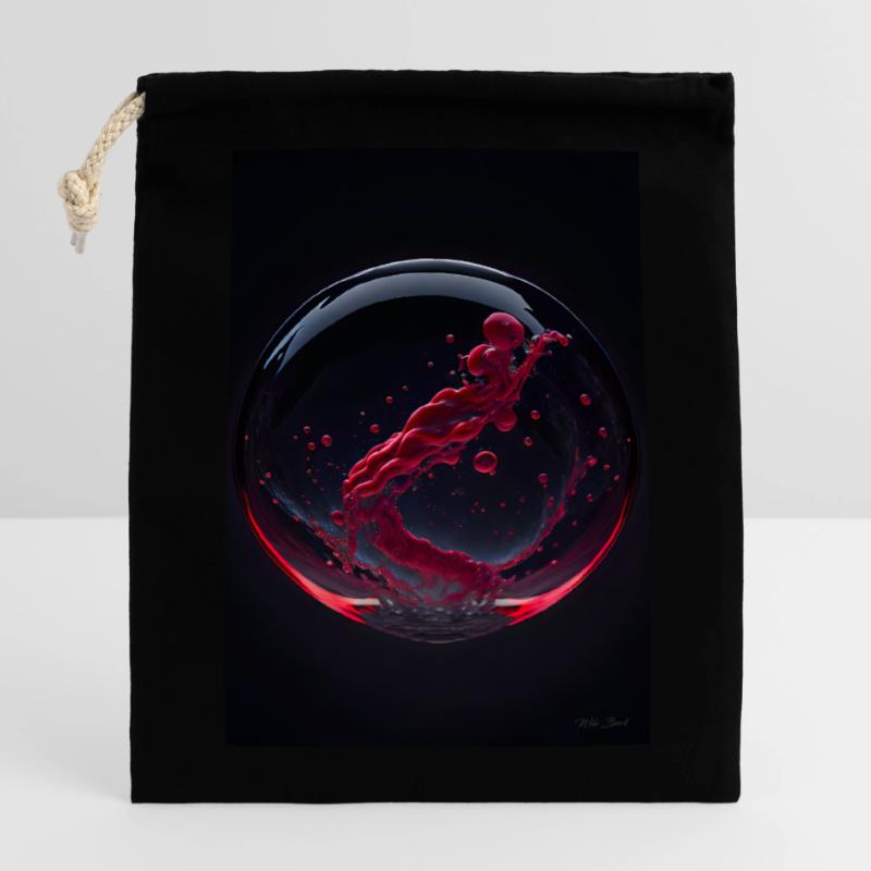 Clouds in a bubble red 2 Closable cotton gift bag (14x20cm)