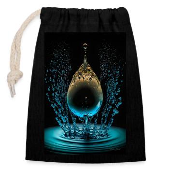Tropfen cyan 4 - Verschließbarer Geschenkbeutel aus Baumwolle (14x20cm) - Schwarz - Vorne