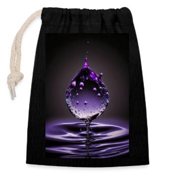 Gouttes violettes 4 - Sac cadeau en coton avec cordon (14 x 20 cm) - noir - Devant