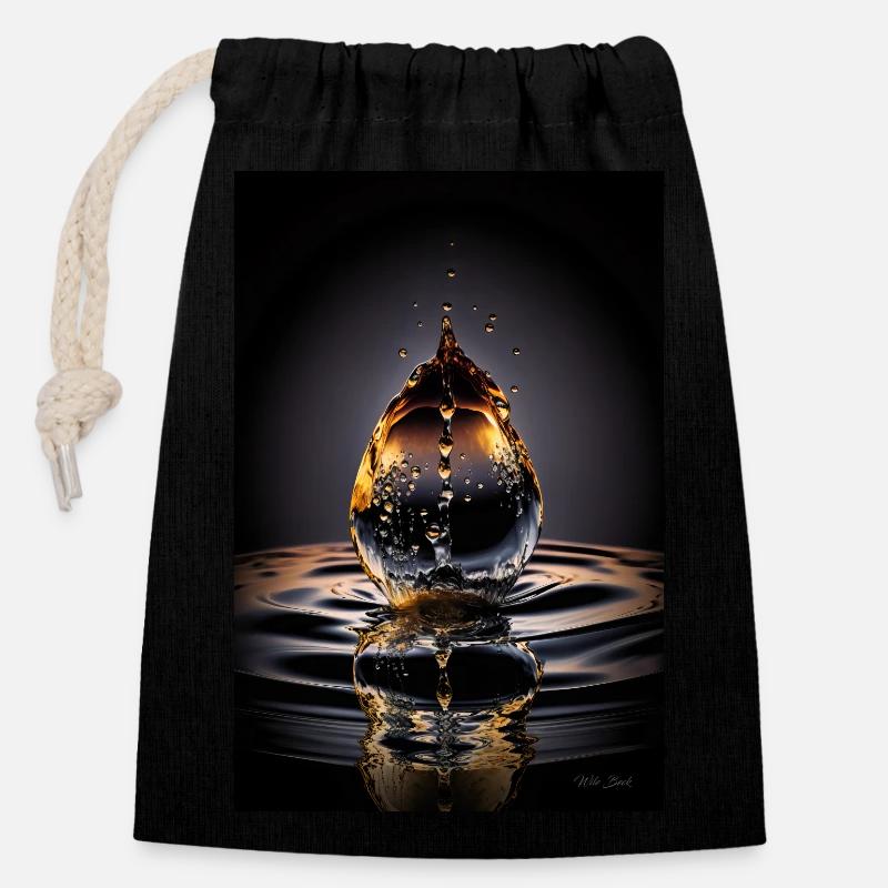 Drops magma 2 - Closable cotton gift bag (14x20cm) - black