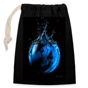 Gouttes bleues 5 - Sac cadeau en coton avec cordon (14 x 20 cm) - noir - Devant
