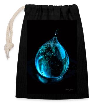 Tropfen cyan 5 - Verschließbarer Geschenkbeutel aus Baumwolle (14x20cm) - Schwarz - Vorne