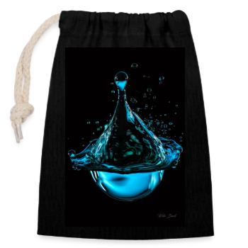 Tropfen cyan 7 - Verschließbarer Geschenkbeutel aus Baumwolle (14x20cm) - Schwarz - Vorne