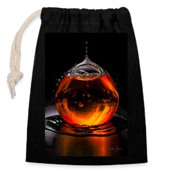 Gouttes orange 6 - Sac cadeau en coton avec cordon (14 x 20 cm) - noir - Devant