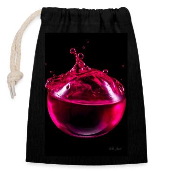 Gouttes magenta 6 - Sac cadeau en coton avec cordon (14 x 20 cm) - noir - Devant