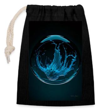 Kaos in einer Blase cyan 3 - Verschließbarer Geschenkbeutel aus Baumwolle (14x20cm) - Schwarz - Vorne
