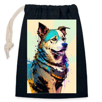 Inkpunk Hund 1 - Verschließbarer Geschenkbeutel aus Baumwolle (14x20cm) - Navy - Vorne