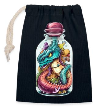Dessin de tatouage de basilic - Sac cadeau en coton avec cordon (14 x 20 cm) - bleu marine - Devant