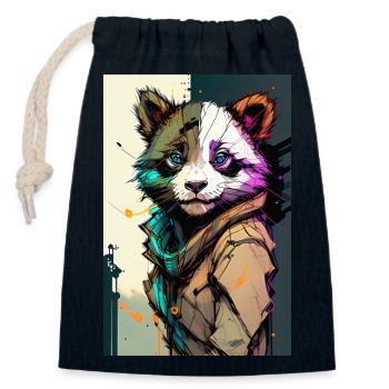 Inkpunk Panda 2 - Verschließbarer Geschenkbeutel aus Baumwolle (14x20cm) - Navy - Vorne