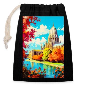 Vintage Oxford Reiseplakat - Verschließbarer Geschenkbeutel aus Baumwolle (14x20cm) - Schwarz - Vorne