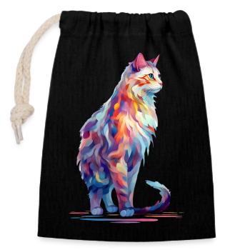 Chemise Painted Cat ARt Design - Sac cadeau en coton avec cordon (14 x 20 cm) - noir - Devant