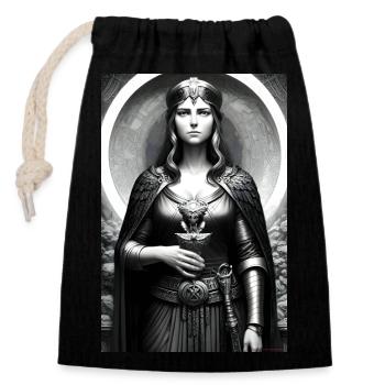 Athena - Closable cotton gift bag (14x20cm) - black - Front