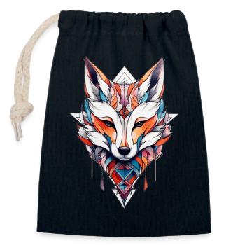 Fox Neo Dessin de tatouage traditionnel - Sac cadeau en coton avec cordon (14 x 20 cm) - bleu marine - Devant
