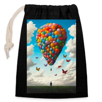 Ballooning - Closable cotton gift bag (14x20cm) - black - Front