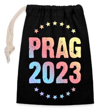 Prague 2023 - Closable cotton gift bag (14x20cm) - black - Front