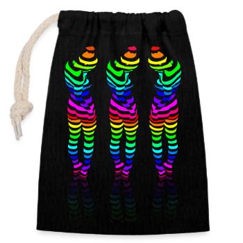 CSD 3girl friends lbgtq+ gay rainbow party lesbian - Closable cotton gift bag (14x20cm) - black - Front