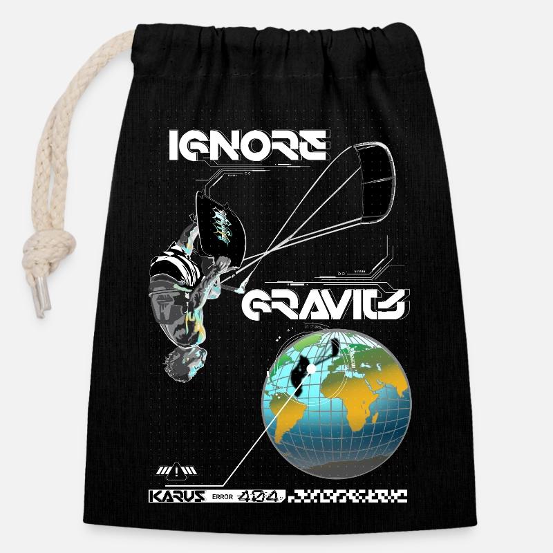 Ignorer la gravité - Sac cadeau en coton avec cordon (14 x 20 cm) - noir