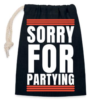 Sorry for partying - Verschließbarer Geschenkbeutel aus Baumwolle (14x20cm) - Navy - Vorne
