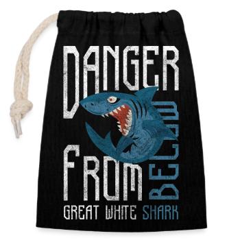 Shark Animal Diver Predator - Closable cotton gift bag (14x20cm) - black - Front