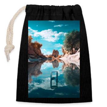 Geometry - Closable cotton gift bag (14x20cm) - black - Front